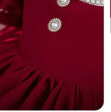 2025 Red Dress For Children Formal Party Dresses For Baby Girl ClothesKids With Big Bow Girls Teenagers Beading Plain Ball Gown