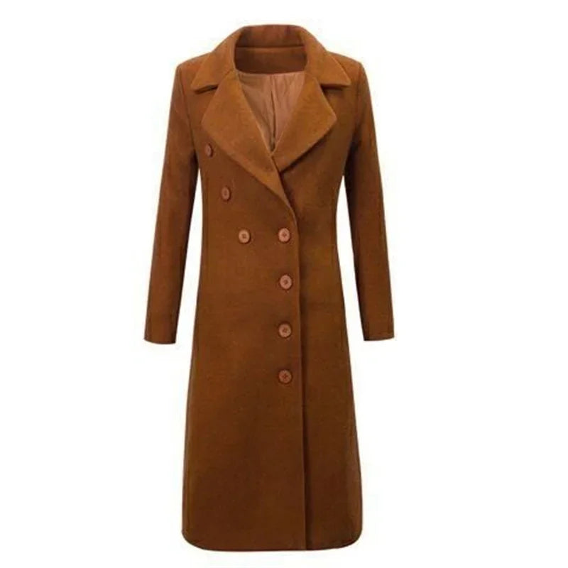 Women's Velvet Wool Coat 2024 Women's Double-breasted Wool Coat Spring and Autumn Wool Coat Fashionable Collar Trench B275