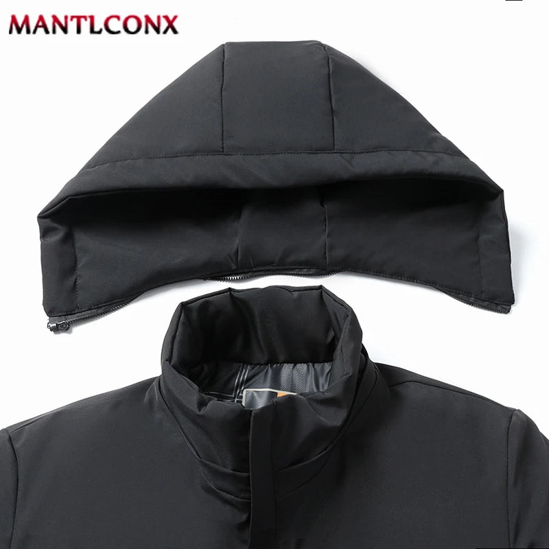 Luxury Fleece Lining Men's Winter Coats Hooded Parka Men's Winter Jacket Windbreak Thermal Winter Jacket for Men Hiking Camping