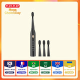 Jianpai Black White Classic Acoustic Electric Toothbrush Men Women Adult 5-gear Mode USB Charging IPX7 Waterproof