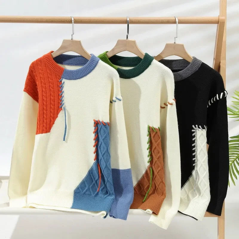 Knitted Top2024 Youth Autumn Winter Warm Base Sweater Quick Selling Foreign Trade Code Shipment Teenage Fleece Warm Pullovers