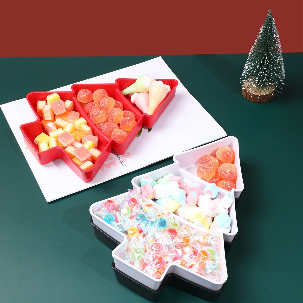 Christmas Tree Fruit Plate Merry Christmas Party Decorations For Home 2024 Festival Party Favors Xmas Gifts Happy New Year 2025