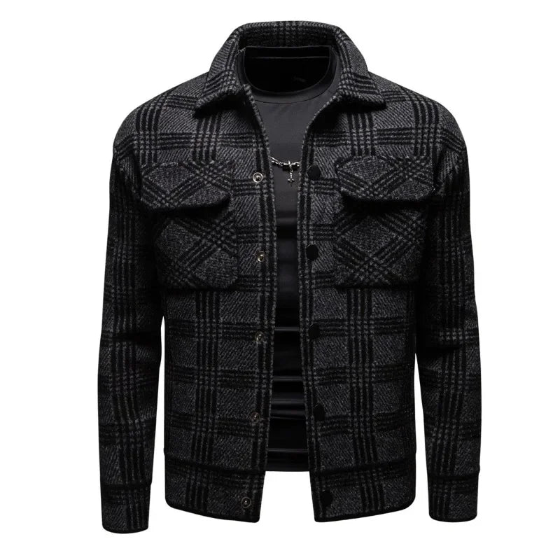 2024 Autumn and Winter New Jacket Fashion High Street Collar Large Pocket Printed Men's Coats Jackets for Men