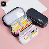 Portable Password Lock Pencil Case Boy Canvas Pencil Bag Large Capacity Pencil Cases Bag Kids Pen Case Gifts Student Stationery