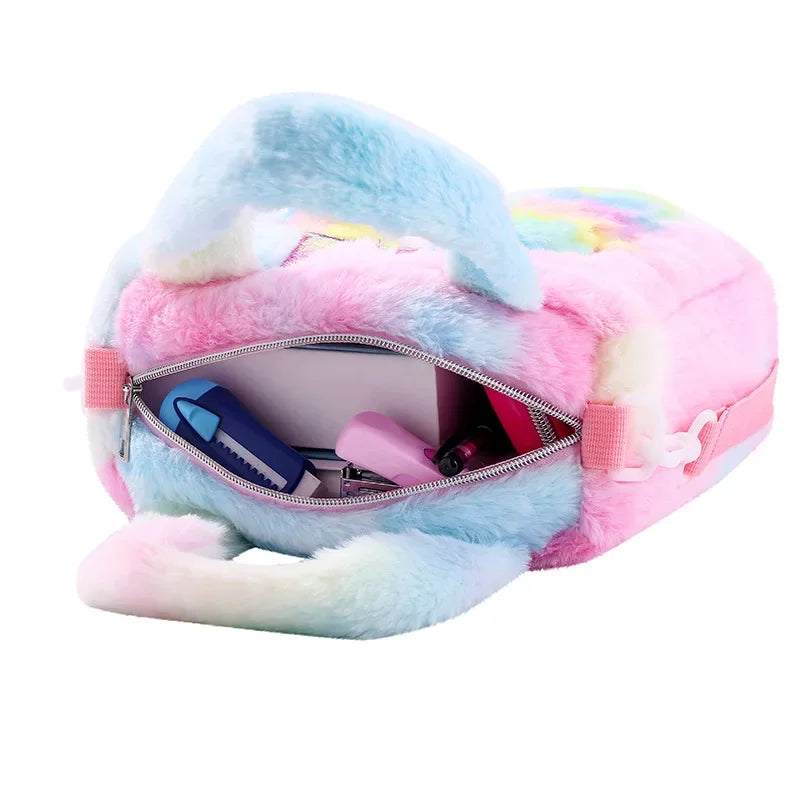 Unicorn Toddler Tote Bag Colorful Plush Princess Shoulder Bags Cute Unicorn Plushies Crossbody Handbags Bookbag for Girls Boys