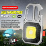 Mini LED Portable Keychain Flashlight Outdoor COB Work Light Emergency Lighting With Window Hammer Bottle Opener Lamp Camping